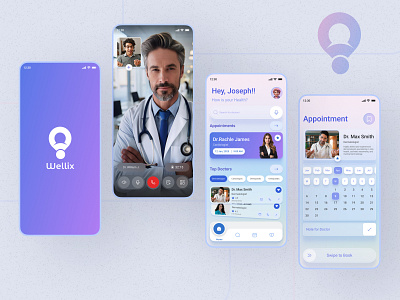 Wellix - Doctor Appointment Booking App bmvsi book appointment book doctor online booking details consulatation doctor app doctor appointment dribblers figma healthcare hospital app mobile app online appointment online consultation app online doctor pp design schedule uiux design