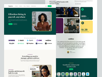 Sequence - Global HR and payroll platform clean compliance contract design employee eor global payroll hr immigration landing page minimal modern payroll payroll website saas tax website ui web design webdesign
