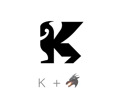 Letter K Dragon Logo beast bold branding brandmark dragon geometric identity illustration knight letter k lettering lizard logo logo design logos medieval minimal simple wings