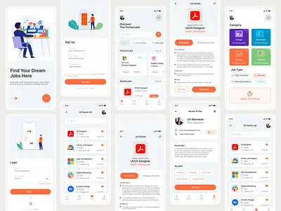 Job Finder App finder geometric ios app ios app design job job finder job listing minimal mobile mobile app modern onboarding ui product screen uidesign ux uxdesign working