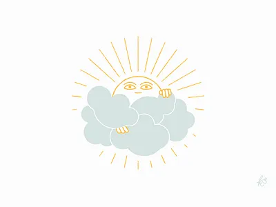 Head above water clouds design hand drawn illustration optimistic silverlining sunshine sunstories texture vector yellow