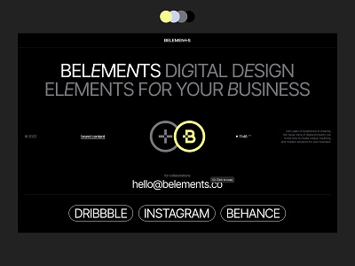 belements: digital design team, brand identity 3d awwwards branding business chrome content effect enamel landing page layout logo pin portfolio socials sticker typography visual identity web design web page webdesign