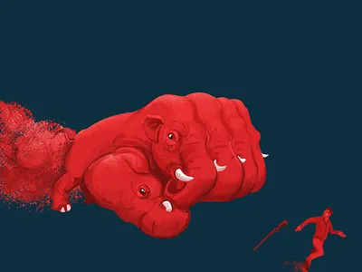Fist of fury animal art design digitalart drawing elephant illustration illustrator