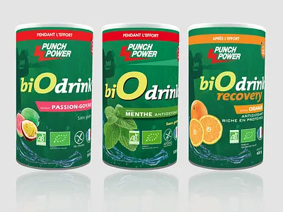 Étiquettes pots de boissons Punch power branding graphic design