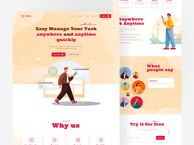 Tasky - Landing page app branding coloborate design graphic design illustration landing page manager mobile task typography ui ux vector web