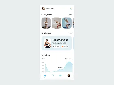 Workout APP UI activites app buy charts design full body gym legs minimal pilates press relax rest run sport ui ux wokrout yoga