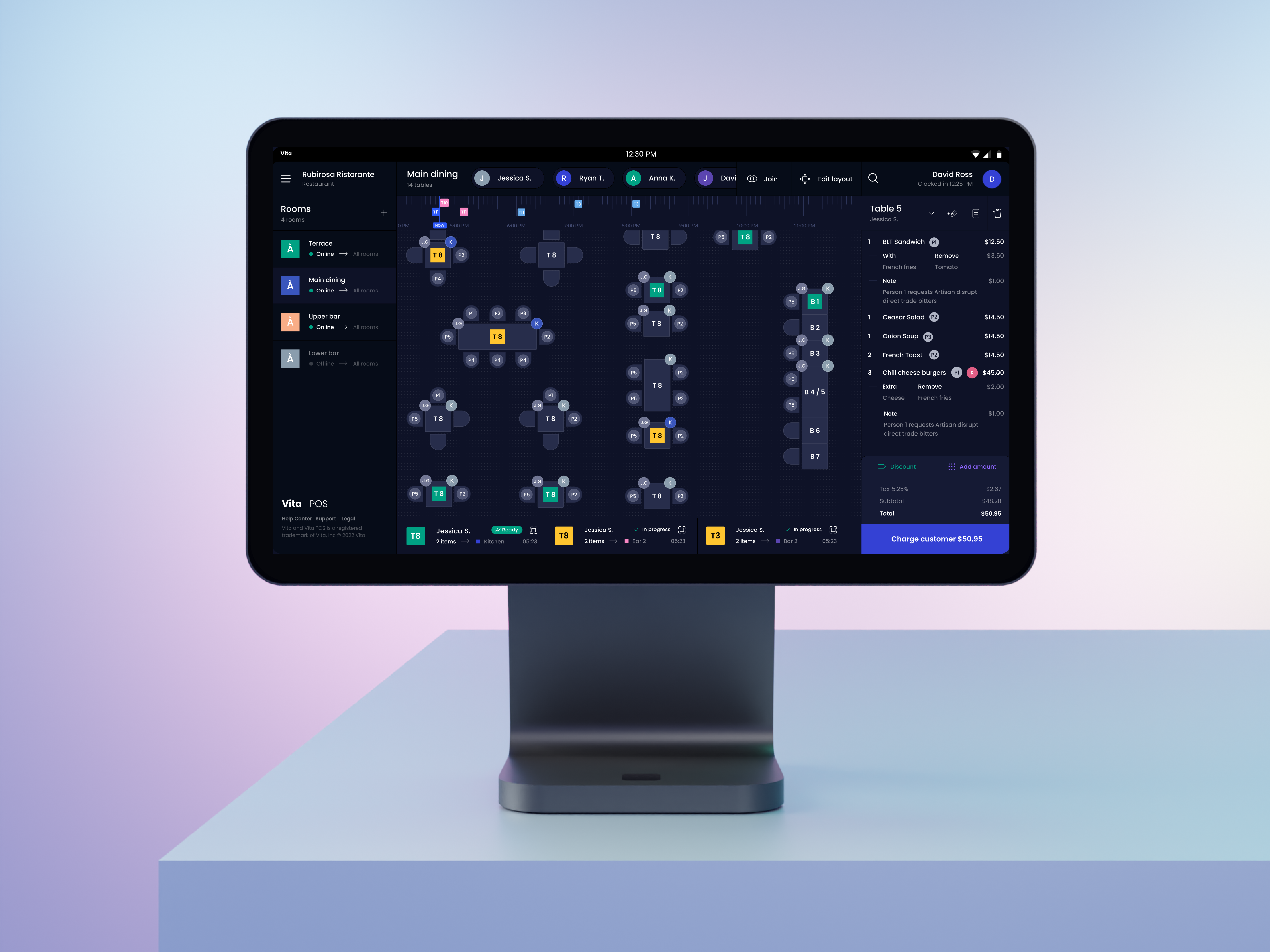Example of Vita POS — Table management night mode
