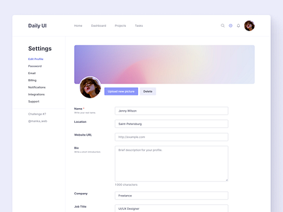 Daily UI – Settings account settings component library components daily 007 daily 100 daily 100 challenge daily ui dailyuichallenge dashboard design design system figma forms inputs settings page settings ui ui ux web