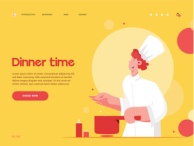 Cheff branding chef digital illustration graphic design illustration illustrator red ui websitedesign yellow