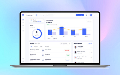 Rental listing dashboard dashboard real esate rental listing dasboard revenue overview ui design website design