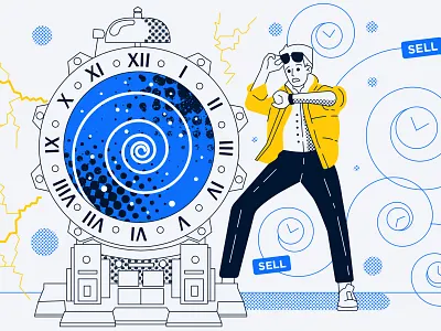 Young guy try to get back to the future illustration branding cartoon commercial cute design flat illustration illustrator marketing vector vectorart