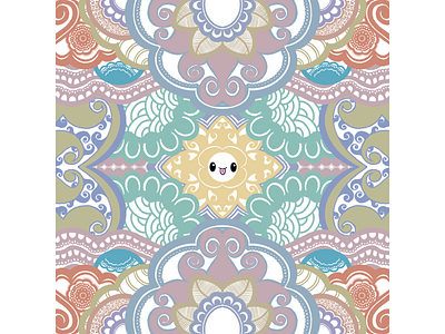 Floral Party bright colorful doodle emoji floral flower geometric graphic design happy high kawaii kids mandala pastel rainbow symmetry theruknuk trip