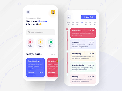 Task Management App UI Design | To-do list | Task | Schedule android app app app design app designer ios app meeting minimal mobile mobile app mobile ui product design project management remember schedule task task management to do todo ui