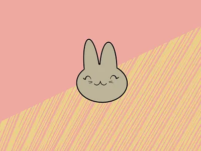 Preppy Bunny animal background bunny colorful cute furry girl graphic design gray happy kawaii logo pastel pink rabbit smile stripes theruknuk whiskers yellow