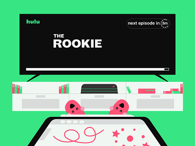 Hulu_wrecked workflows art book books chilling colors design dribbble playoffs fun hobby hulu illustration illustration art ipad koala rebound relax tv tv show ui vector