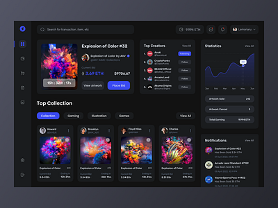 Xavier - NFT Dashboard Marketplace 🔥 dashboard graphic design market marketplace nft nft art nft dashboard nft market nft marketplace nfts product design sell ui uidesign uiux ux webflow websitedesign