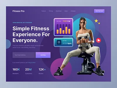 Fitness Landing Page bodu transformation cardio coach crossfit exercise fitness gym healthy landing page marathon muscle personal trainer running sport web website website design workout yoga