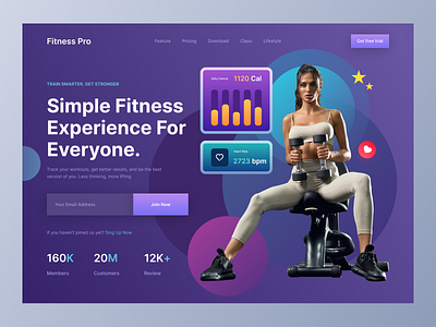 Fitness Landing Page bodu transformation cardio coach crossfit exercise fitness gym healthy landing page marathon muscle personal trainer running sport web website website design workout yoga