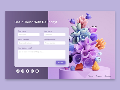 Daily UI 028 -Contact Us- 3d app contact us dailyui graphic design ui uidesign ux uxui visual design web design