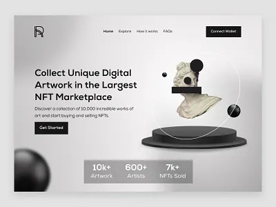 NFT Marketplace Landing Page artwork blockchain crypto cryptocurrency design landing page nft nftmarketplace nfts token ui ui design ux web design website