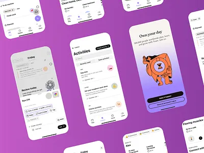 Daily Planner App app interface calendar daily tasks mobile app organization app personal planner planner app planning tools productivity purple layout scheduling app task automation task management task scheduler task tracker time management time tracker to do list ui ux