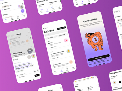 Daily Planner App app interface calendar daily tasks mobile app organization app personal planner planner app planning tools productivity purple layout scheduling app task automation task management task scheduler task tracker time management time tracker to do list ui ux