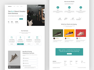 Globalclean - Shoe Cleaning Landing Page Exploration app branding design graphic design landingpage shoe ui ui design ux website website design www