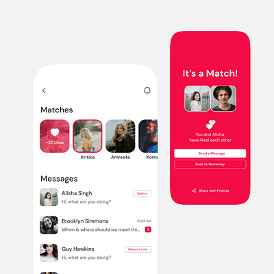 Namastey : Dating Chat & Match anant jain app app design clean ui daily ui dating dating app design interface design match minimal mobile app reel tiktok tinder ui ui design uiux user inferface video app