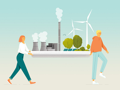 Panda Labs Just Transition change character character design coal ecological energy green green energy illustration pandalabs power plant sustainable wwf