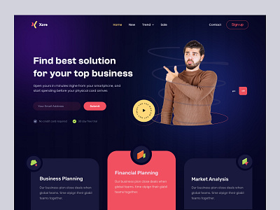 Business solution website header-Xore design free ui resource header design landing page resource ui ui resource uihut web header web ui