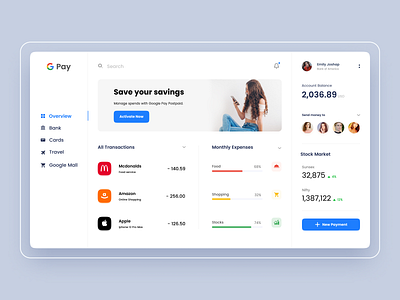 Google Pay Web app branding dark mode dark ui dashboard design finance fintech google gpay icon illustration money money app new pay trend ui ux web