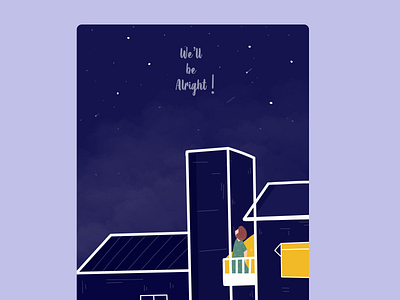 We'll be Alright ! artwork dark design girl illiustration lone night procreate sky skyline