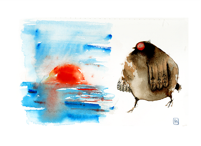summer is here chiken digital art digital illustration exausted illustration mood optimistic sea summer sun tired watercolor