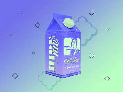 Hire Me Milk Box branding design color exploration digital art digital drawing gradients illustrator milk milk carton mockups typography