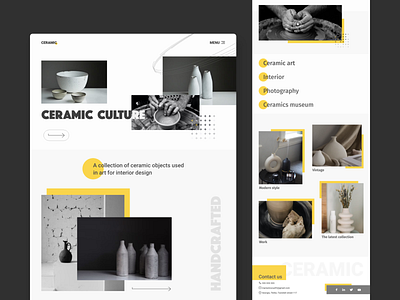 Ceramic Shop adobe xd ceramic ceramic art ceramic culture ceramic design ceramic landing page ceramic shop ceramic store design handmade modern online shop shop uiux web design