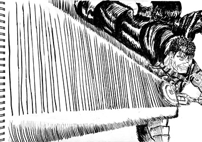 Guts form Berserk; Ink illustration a3 illustration ink manga