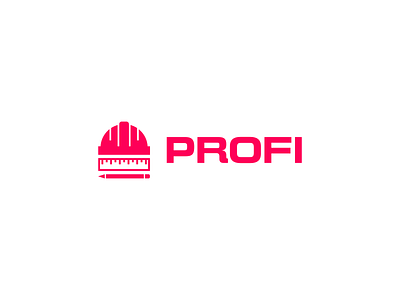 Profi branding construction design development engaged graphic design helmet icon logo logotype minimal professional repair ruler simple