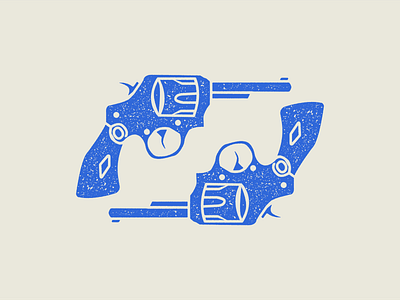 Vintage Western Revolvers Illustration blue distressed grunge gun illustration revolver vector vintage western