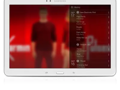 Samsung Milk Music - Tablet App (History) app design design management experience design information architecture interaction design mobile mobile apps music product design service design tablet ui user experience user interface ux ux design visual design