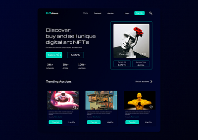 EHTokens NFT Website - Landing Page design landingpage nft ui ux visual design website