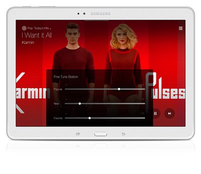 Samsung Milk Music - Tablet App (Fine Tune Station) app design design management experience design information architecture interaction design mobile mobile apps music product design service design tablet ui user experience user interface ux ux design visual design