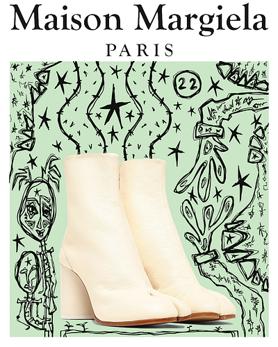 Imaginary Ad for Maison Margiela Tabi Boots branding design graphic design illustration