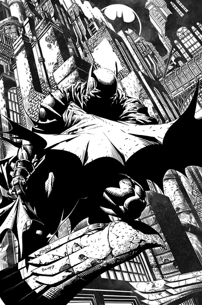 Inking of David Finch's sketch comic comicbookartist comics drawing illustration ink inking omic book artist