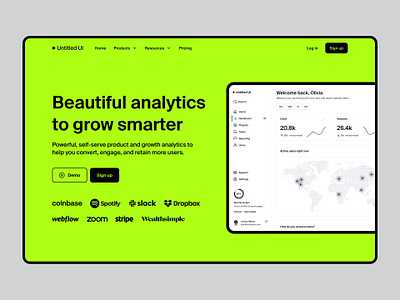SaaS landing page — Untitled UI bright brutalist clean ui figma header landing page marketing site marketing website minimal minimalism neon saas simple site web web design webflow website