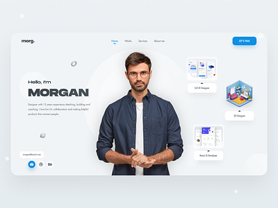 Designer and Developer Personal Website (Hero) 3d branding clean design header hero landing page personal portfolio ui ui design uiux ux web website