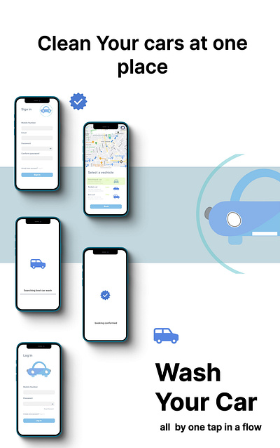 Clean Cars ux app apple branding graphic design illustration ui