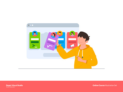 Online Course Illustration business character ecourse education flat illustration learning mentor online course people