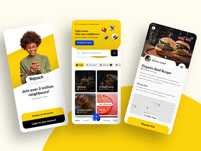 Repack | free sharing app ui app app design design food mobile app mobile ui sharing app ui ui design ui ux user interface design