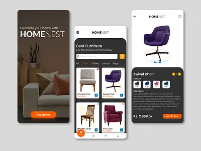 Furniture E-commerce Mobile App design ecommerce ui