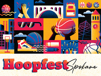 Hoopfest Spokane 3on3 80s basketball hoopfest illustration spokane texture